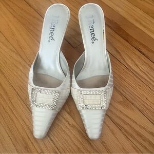 J Renee white satin mule size 9M
